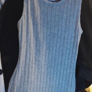 Sleeveless Ribbed Knit Top in Light Blue